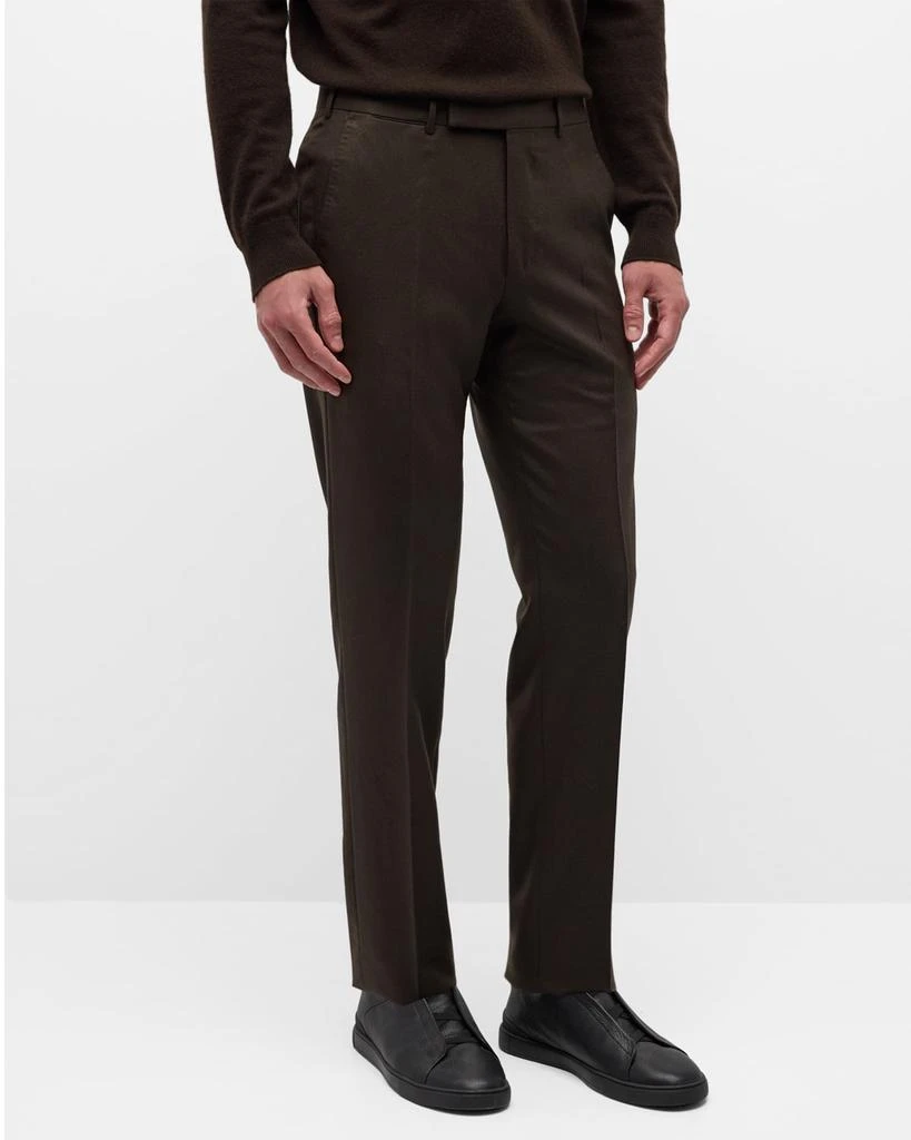 Zegna Men's Solid Pure Wool Flat-Front Pants 1
