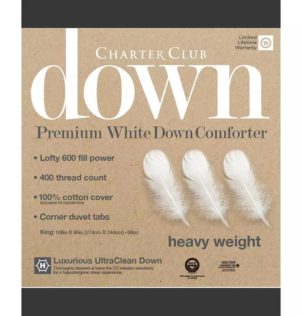 Charter Club White Down Heavyweight Comforter, Twin, Created for Macy's 4