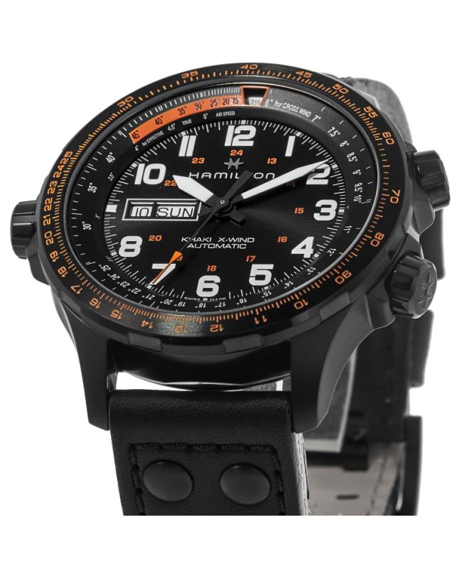 Hamilton Hamilton Khaki Aviation X-Wind Day Date Black Case  Men's Watch H77785733