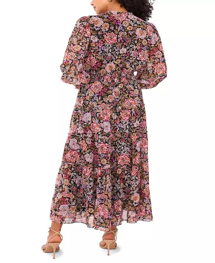MSK Women's Floral-Print Tie-Neck Maxi Dress 5