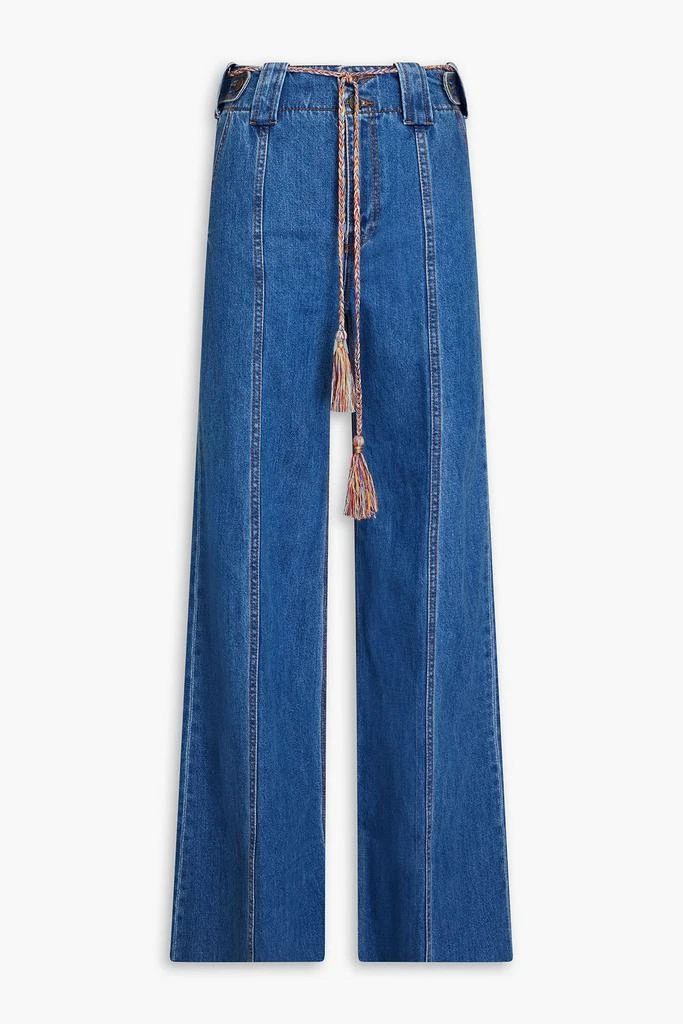 Zimmermann Embroidered high-rise wide-leg jeans 1