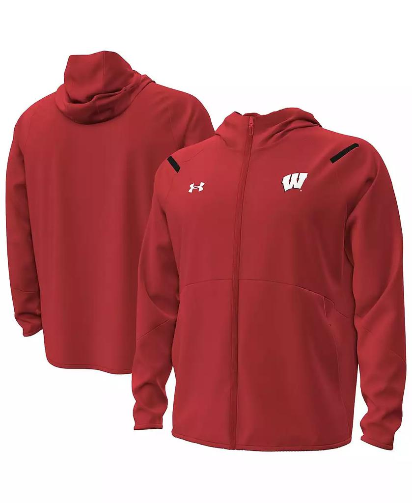 UNDER ARMOURウォームアップジャケットWisconsinBadgers Men's Under Armour Red Wisconsin Badgers Squad 3.0 Full-Zip