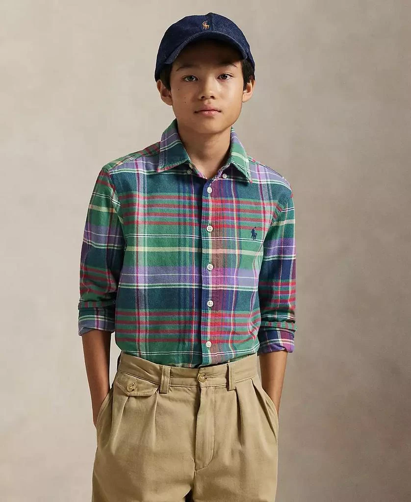 Ralph Lauren Big Boys Plaid Brushed Cotton Oxford Shirt