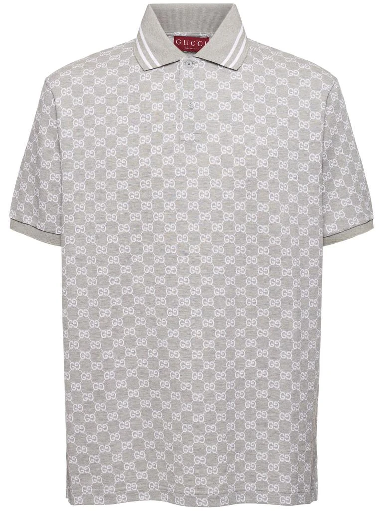 Gucci Gg Jacquard Cotton Piquet Polo Shirt 1