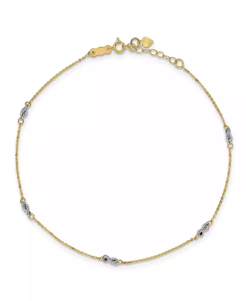 Macy
s Cable and Rope Chain Anklet in 14k Yellow and White Gold