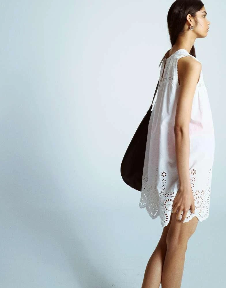 Topshop dress with embroidered detail in White Topshop dress with embroidered detail in White
