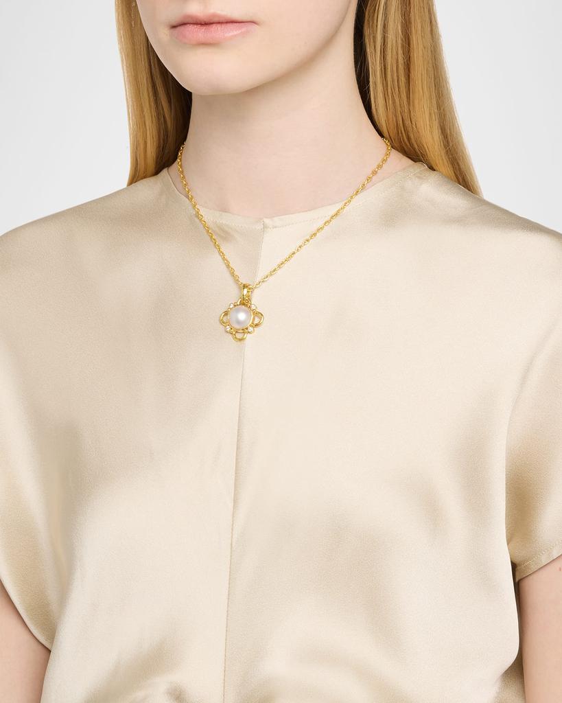 Elizabeth Locke 19K Yellow Gold 14mm Mabe Pearl Pendant with Four Diamonds