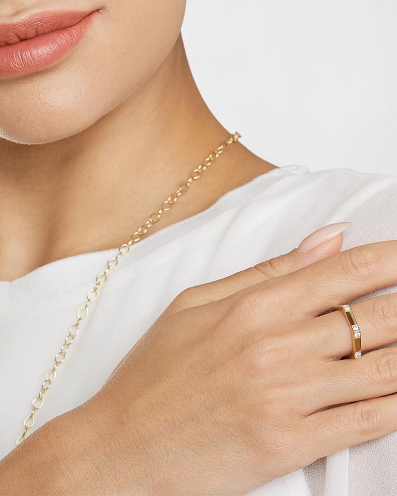 Syna 18K Yellow Gold Hex Band with Diamonds, Size 6.5