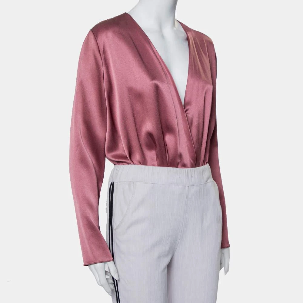 Cushnie et Ochs Cushnie et Ochs Pink Silk Charmeuse Faux Wrap  Body Suit L 2