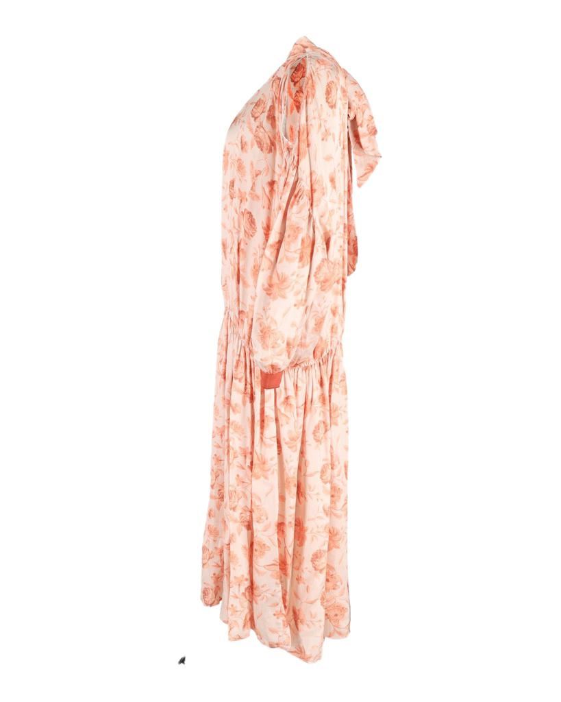 MOTHER OF PEARL Cold Shoulder Midi Dress in Floral Print Silk