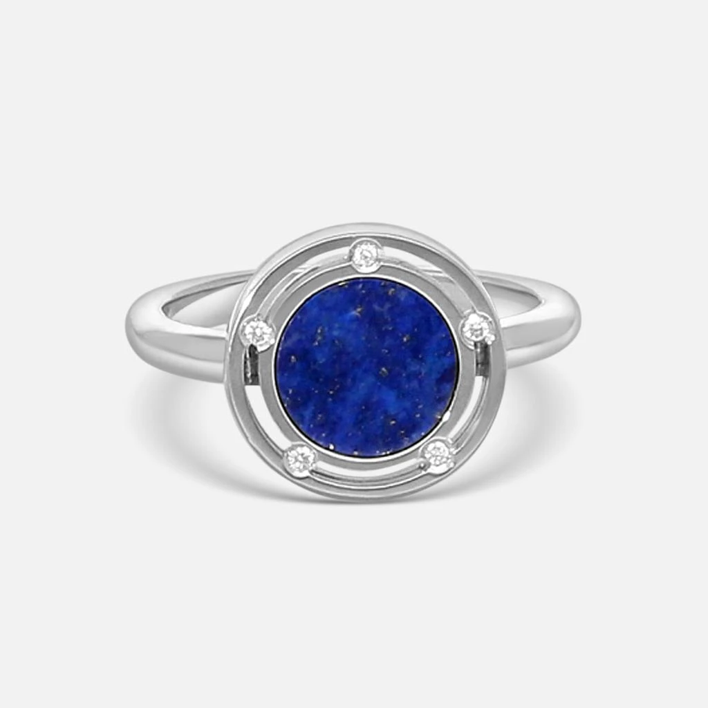 Damiani Damiani 18K Whıte Gold Diamond 
Lapis Statement Band Ring Sz. 6.25 20084413-copy