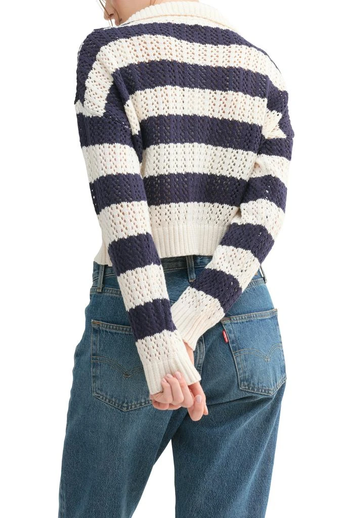 ALL IN FAVOR Stripe Open Stitch Half Zip Sweater 2