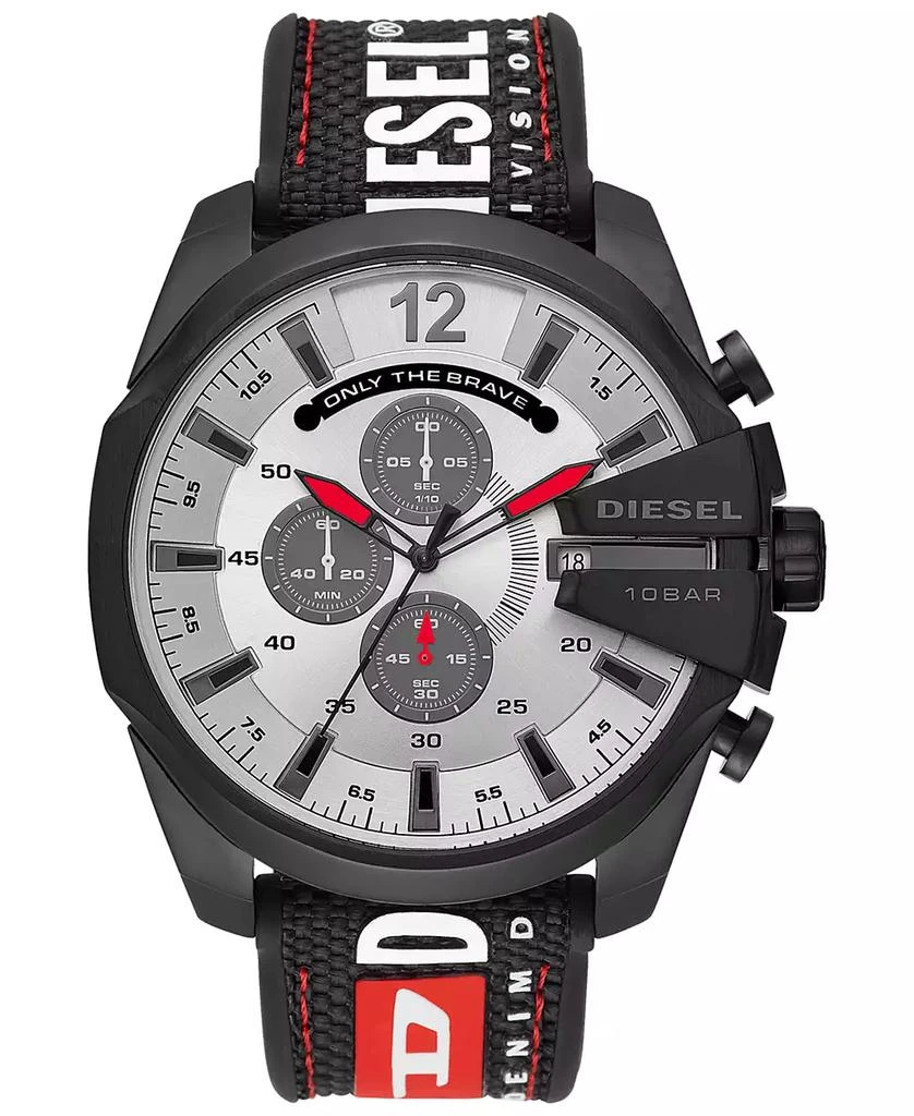 Shop Men's Chronograph Mega Chief Black Silicone Strap Watch 51mm