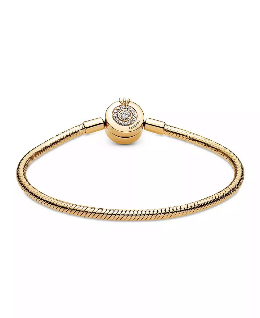 PANDORA Moments Cubic Zirconia 14K Gold-Plated Sparkling Crown O Snake Chain Bracelet 2