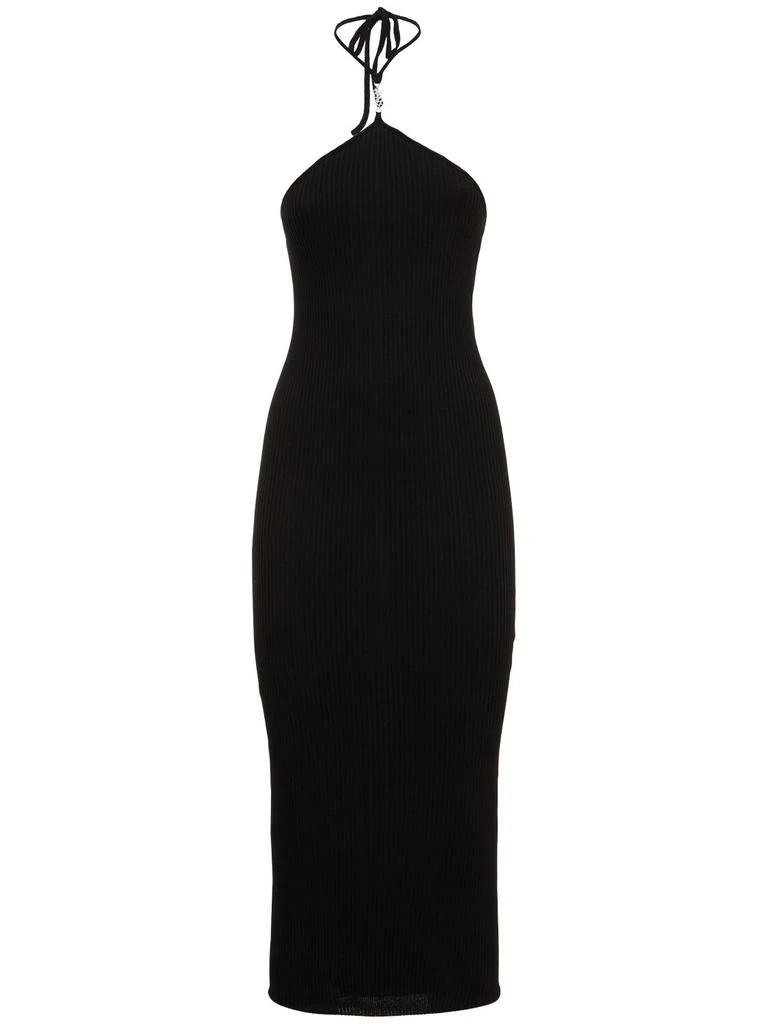 AMIRI Cotton Blend Knit Halter Neck Midi Dress 1