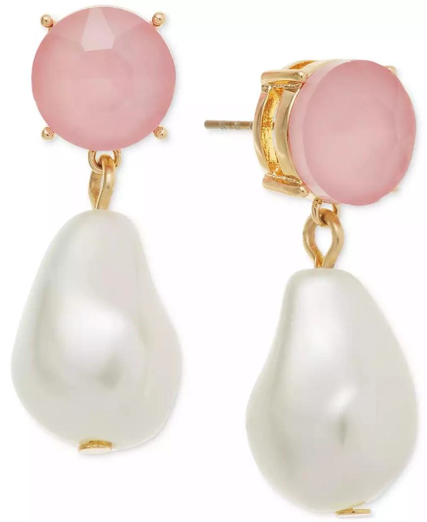 On 34th Gold-Tone Imitation Pearl Stone Drop Earrings, Exclusively at Macy's 1