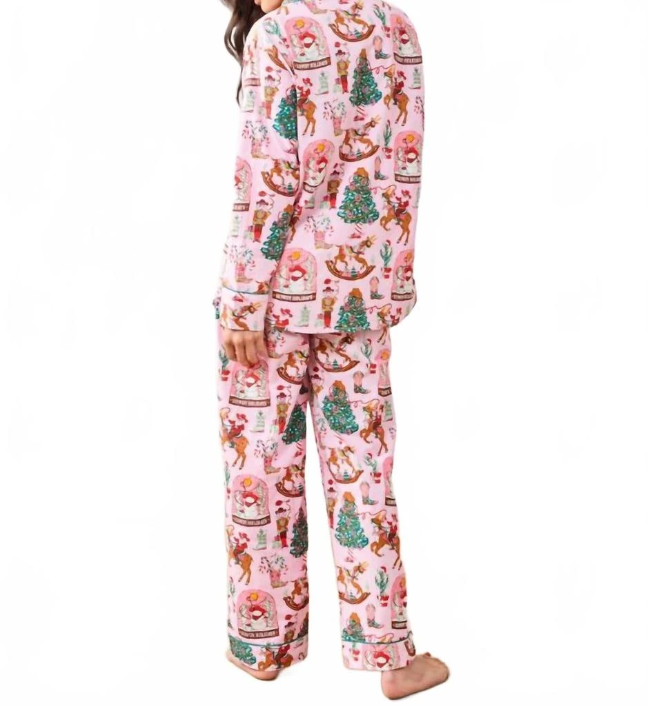 Printfresh Cowboy Christmas Long Pajama Set In Pink Boots 2