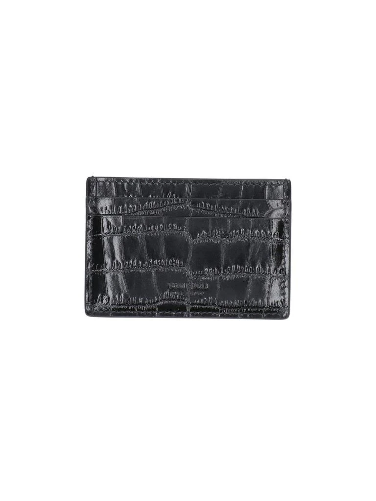 Tom Ford Black Embossed Leather Card Holder