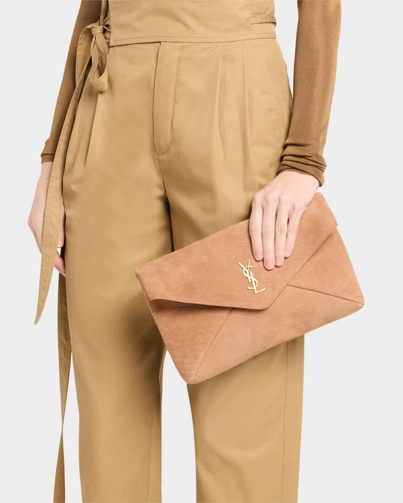 Yves Saint Laurent Large YSL Envelope Pouch Clutch Bag in Pebbled Leather 2