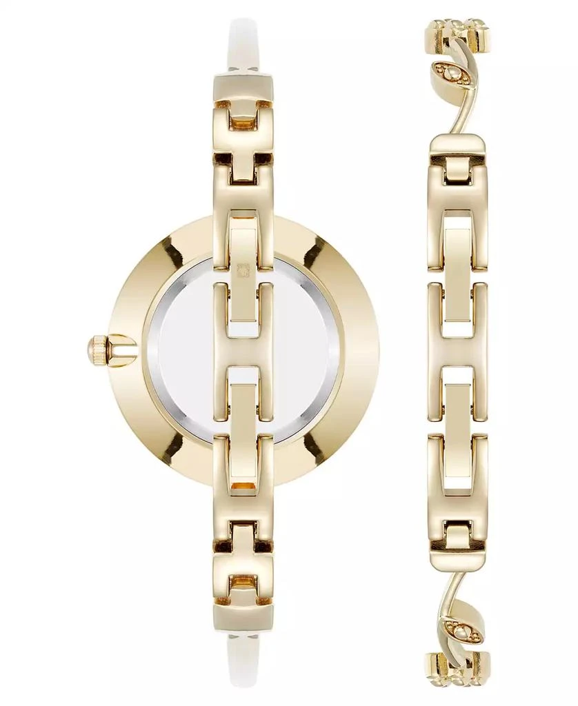 Anne Klein Women's Quartz Charming Floral Gold-Tone Metal Alloy Watch Set 3