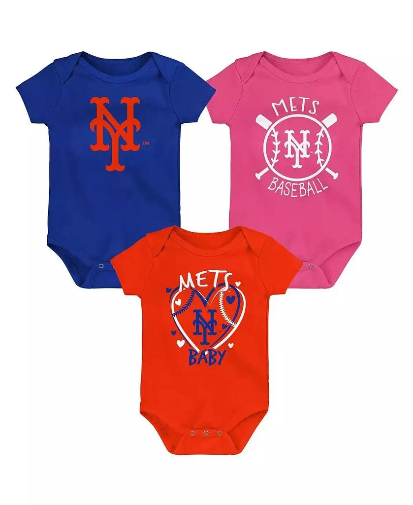 Outerstuff Baby Boys and Girls Blue New York Mets Slide Home Bodysuit, Set of 3 1