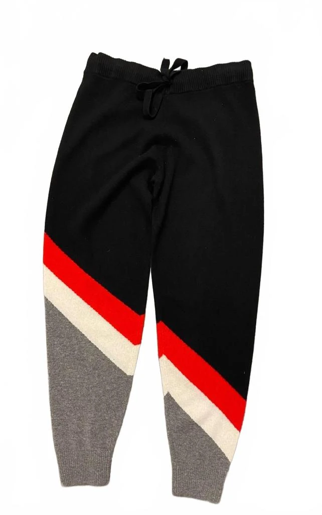 Minnie Rose Women's Cashmere Stripe Jogger In Black/red/grey/cream 1