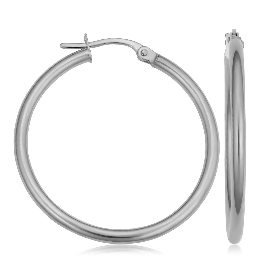 Fremada 10k White Gold Polished Hoop Earrings (2x20 mm) 2