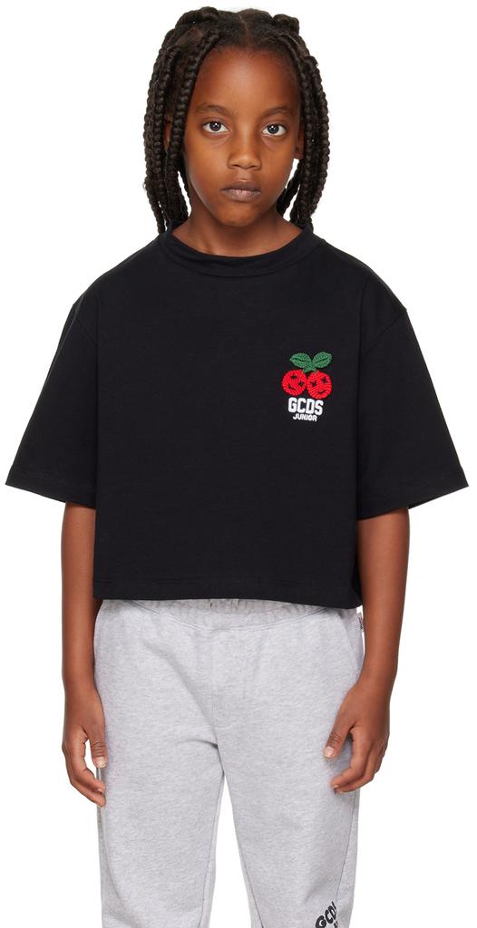 GCDS Kids Black Patch T-Shirt