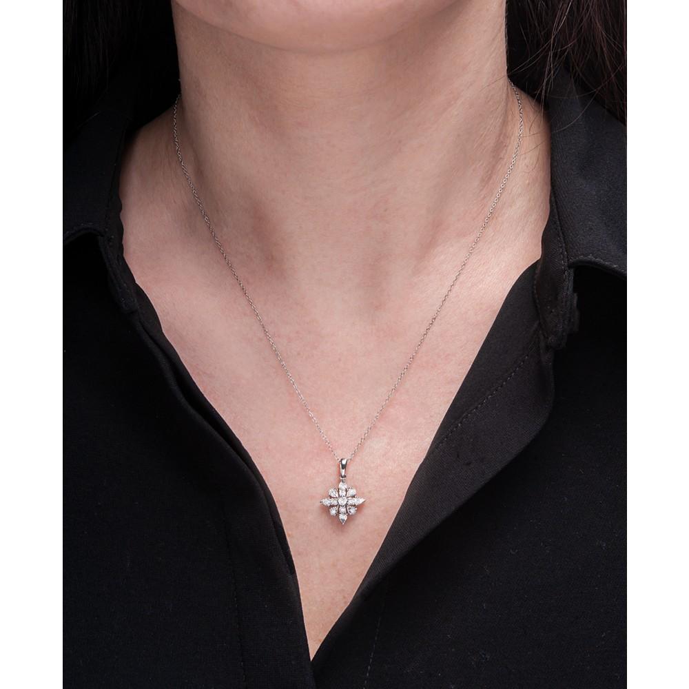 Macy's Diamond Cluster 18" Pendant Necklace (1/10 ct. t.w.)  in Sterling Silver, Created for Macy's