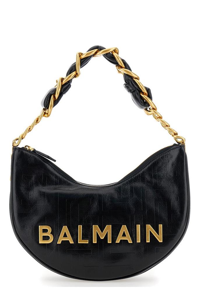 【Balmain】1945 SOFT HOBO LARGE-PB EMB CRINKLED LTH◆EN1BT92 1945 Soft Hobo bag in embossed crinkled calfskin with a PB