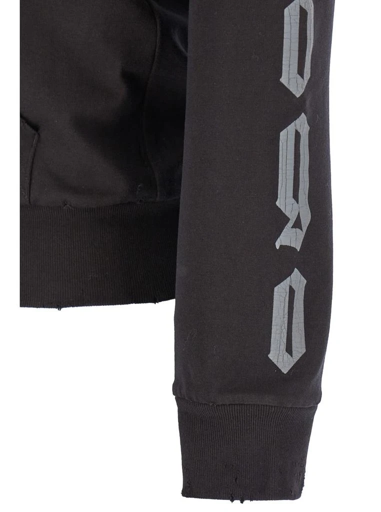 Balenciaga Black Zip-up Hoodie With No Logo Gothic Print In Jersey Woman 3