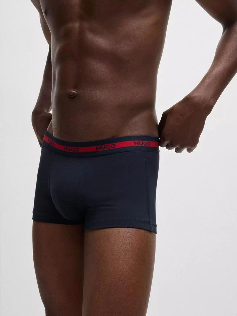 Hugo Boss Three Pack of Logo Waistband Trunks in Stretch Cotton 4