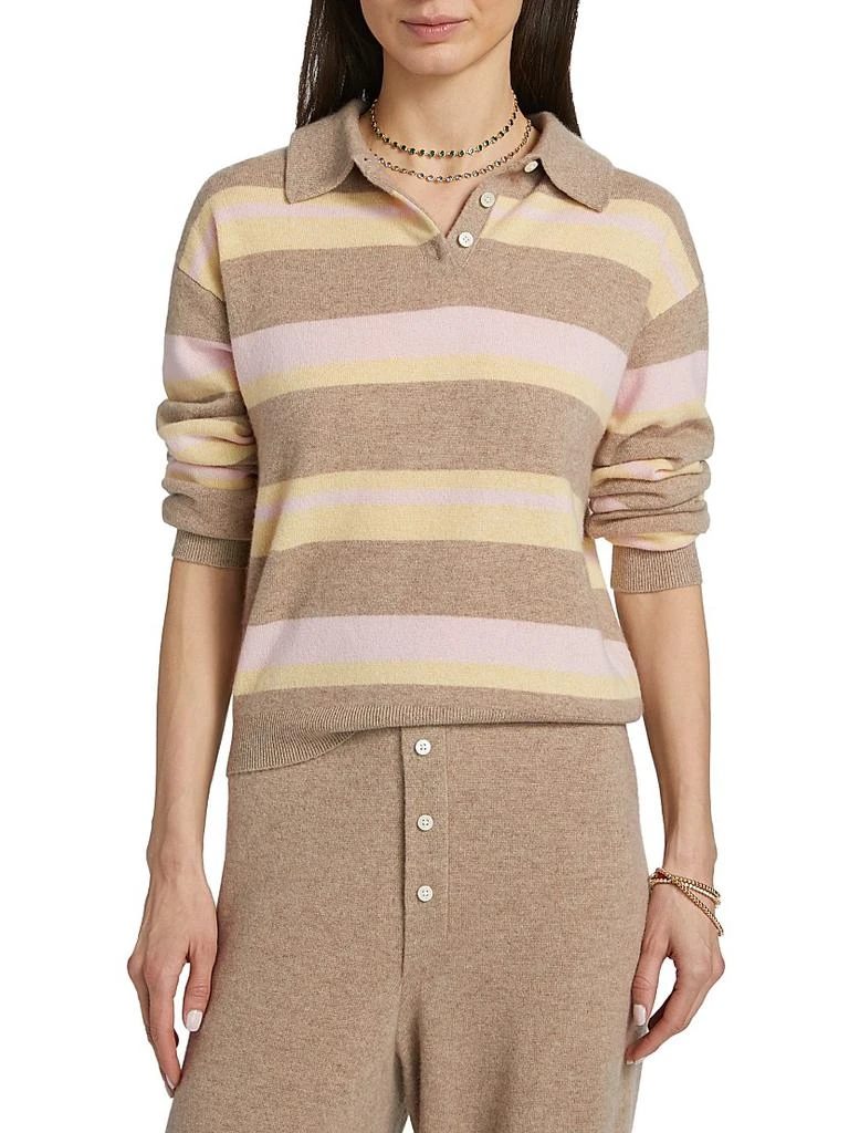 Guest in Residence Collegiate Striped Cashmere Polo Shirt 3
