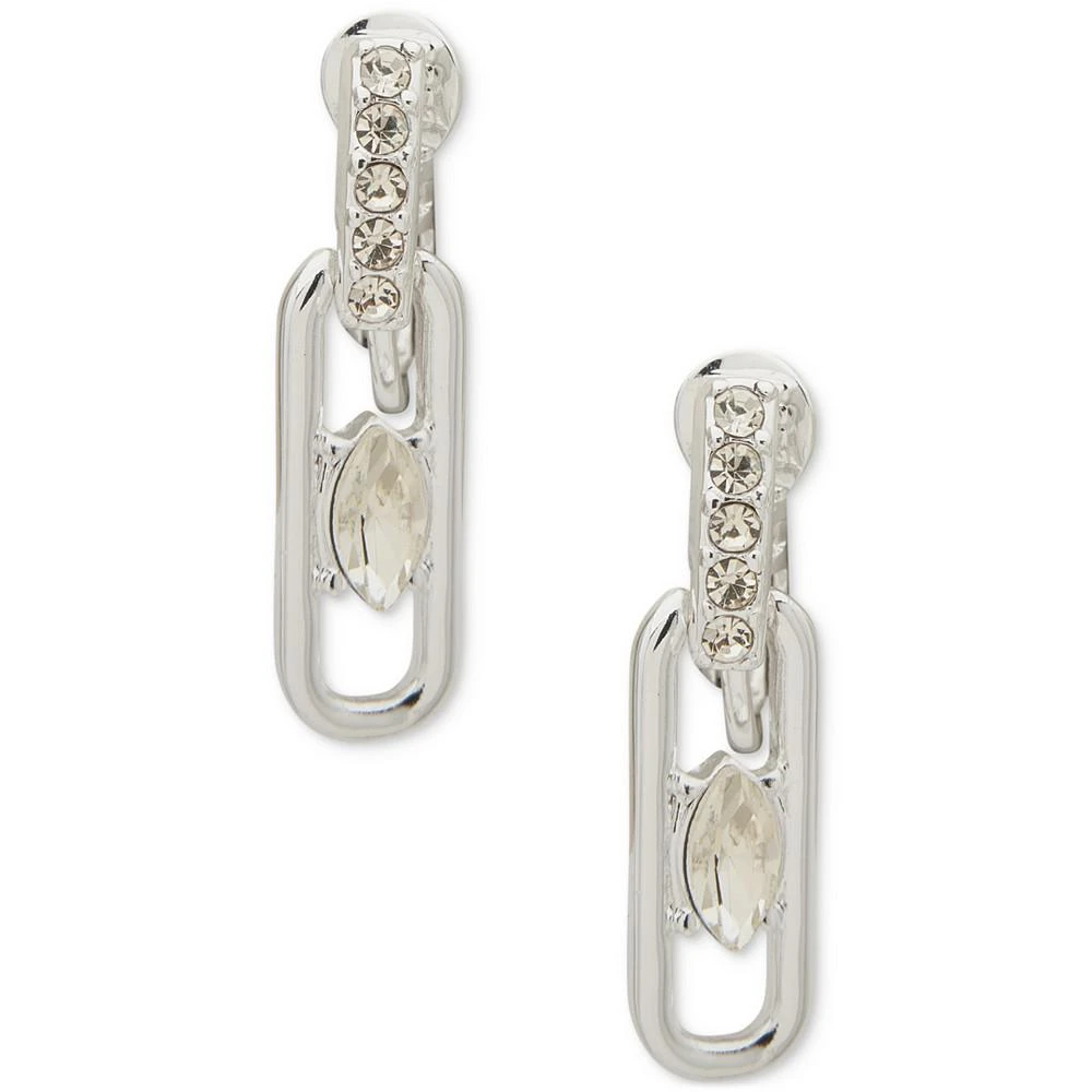 Anne Klein Silver-Tone Crystal Navette Linear Clip Earrings 1