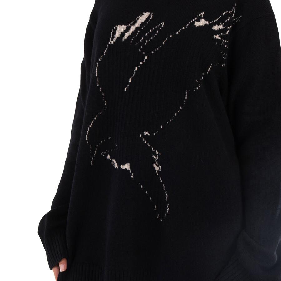 YOHJI YAMAMOTO Ys Black Wool Crow Motif Long-Sleeved Pullover