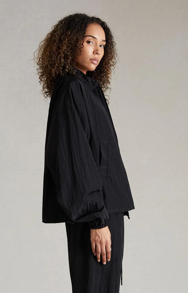 Essentials Women's Jet Black Crinkle Nylon Shell Bomber Jacket 3