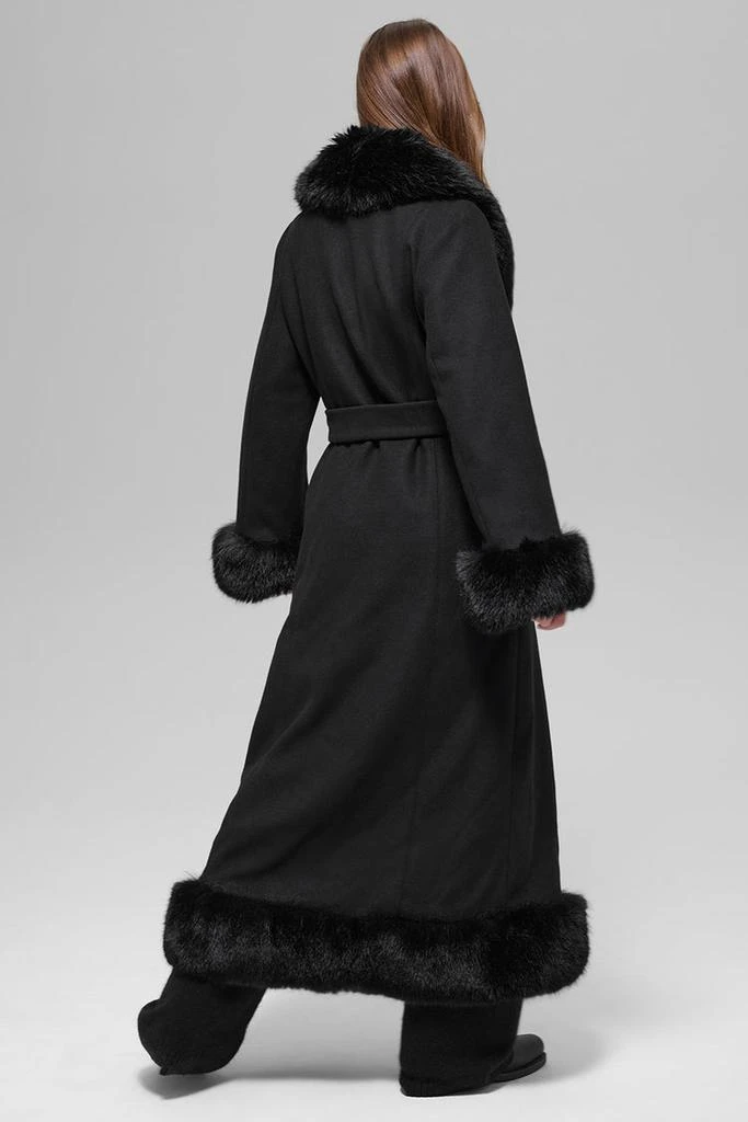 Alo Faux Fur Trimmed Longline Coat - Black 4