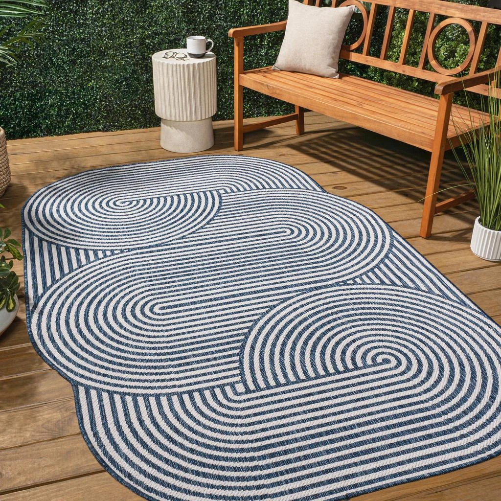 JONATHAN Y Margot Modern Geometric Arch Stripe Indoor/Outdoor Shaped Area Rug 4