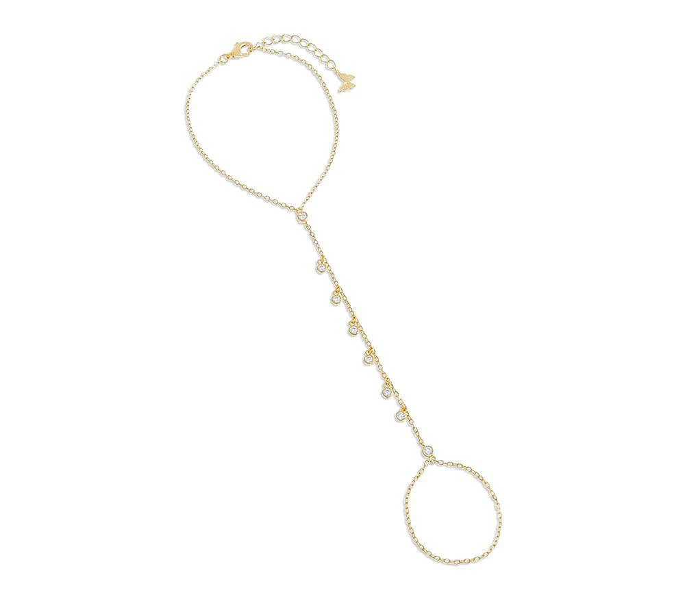 By Adina Eden Bezel Shaker Hand Chain Bracelet in 14K Gold Plated Sterling Silver 1