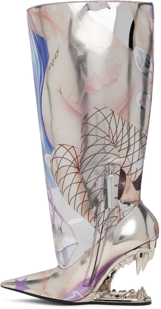 GCDS Silver Morso Hentai Wide Tall Boots 3