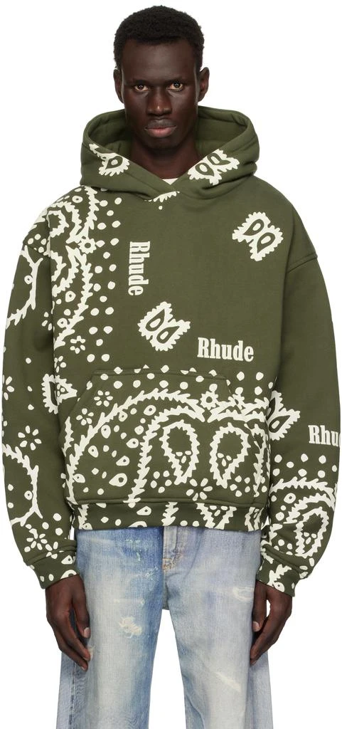 Rhude Khaki Bandana Print Hoodie 1
