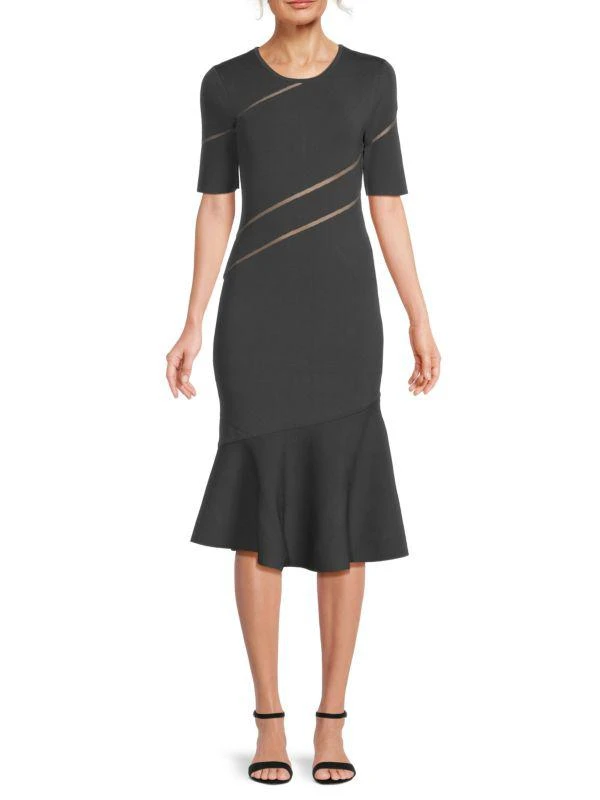 Herve Leger Beth Sheer Stripe Fluted Dress 1