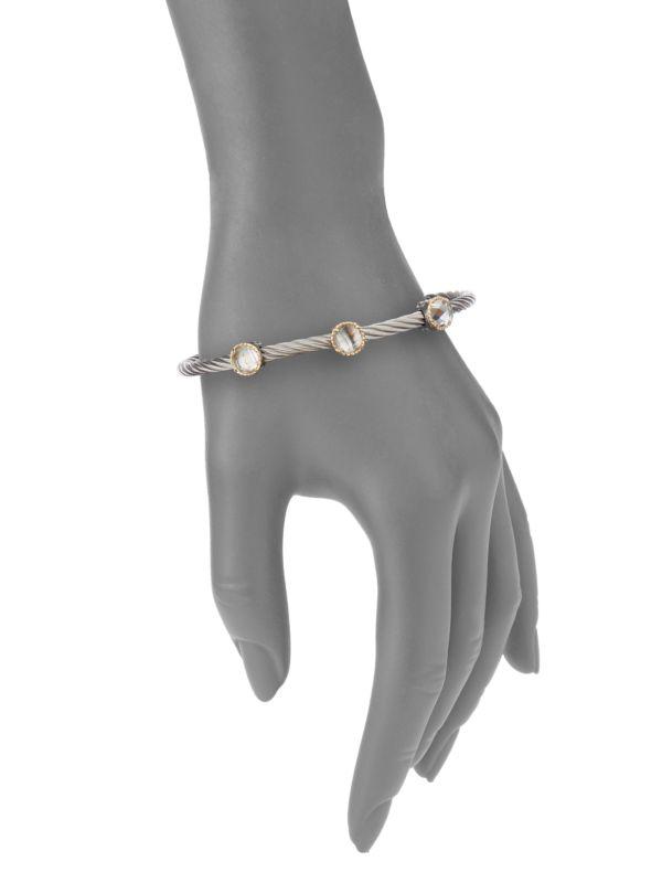 ALOR Classique White Topaz, 18K Yellow Gold & Stainless Steel Bangle Bracelet