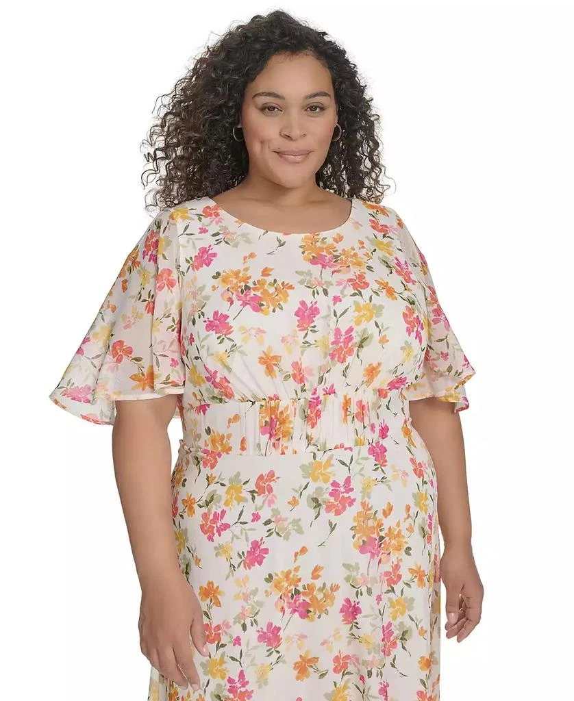 Calvin Klein Plus Size Floral-Print Flutter-Sleeve Maxi Dress 2