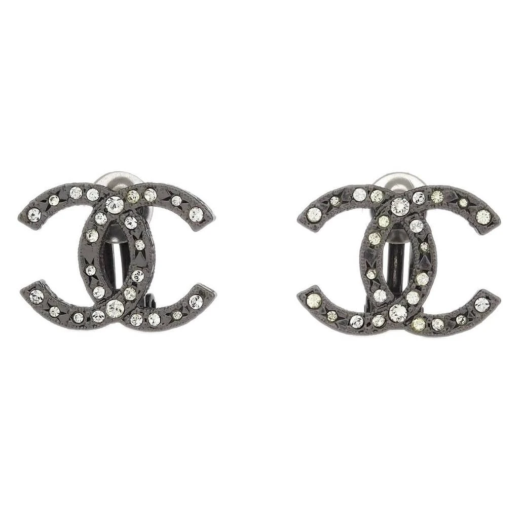Chanel Cc Clip-On Earrings Metal With Crystal _Plated Earrings Jewelry (Pre-Owned)