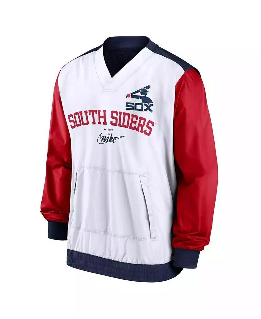 NIKE Men's White/Navy Chicago White Sox Rewind Warmup V-Neck Pullover Jacket 3