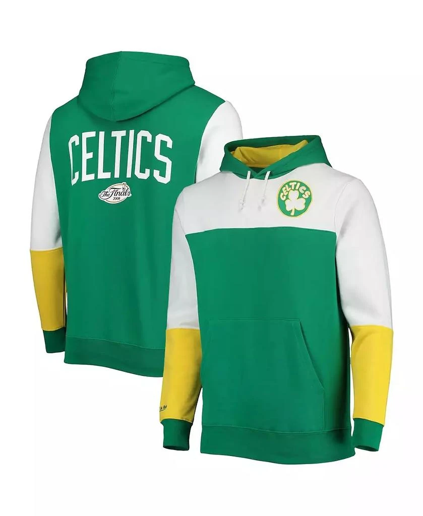 Mitchell & Ness Men's Kelly Green Boston Celtics Hardwood Classics 2008 NBA Finals Fusion 2.0 Colorblock Pullover Hoodie 1
