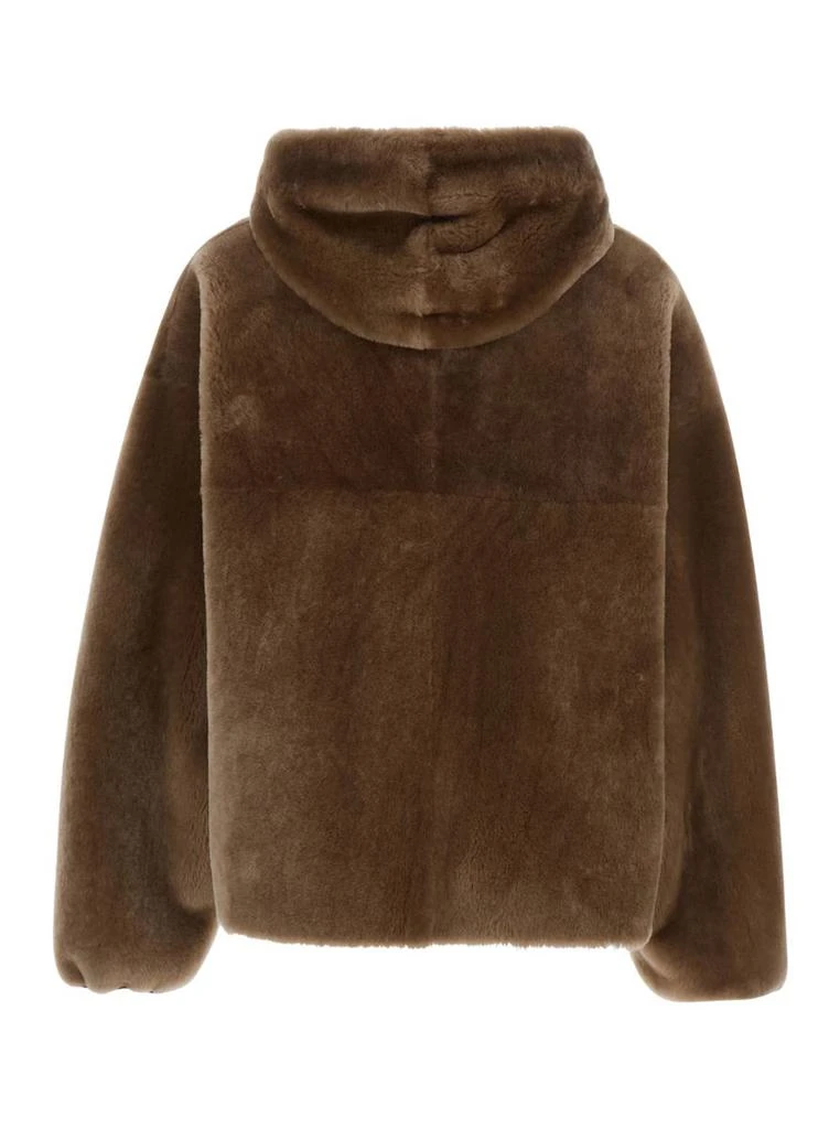 BLANCHA Brown Reversible Shearling Jacket With Drawstring Hood And Front Zip Closure In Fur Woman 1