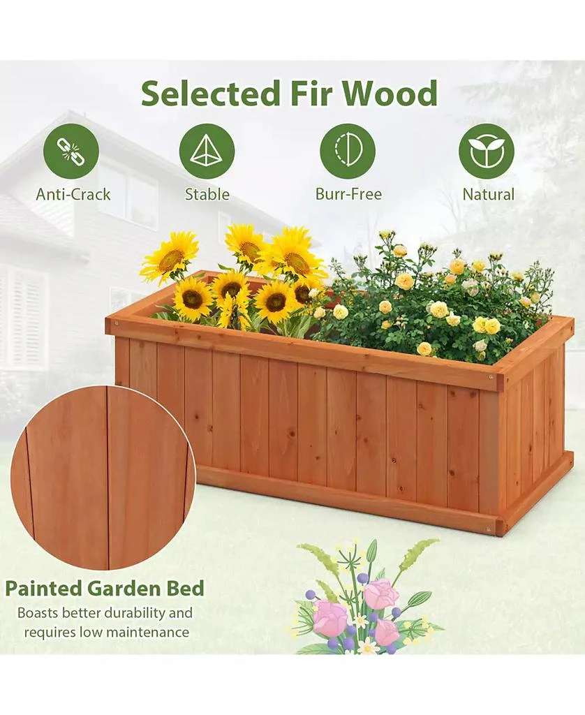 SUGIFT Raised Garden Bed Wooden Planter Box with 4 Drainage Holes and Detachable Bottom Panels-Orange 3