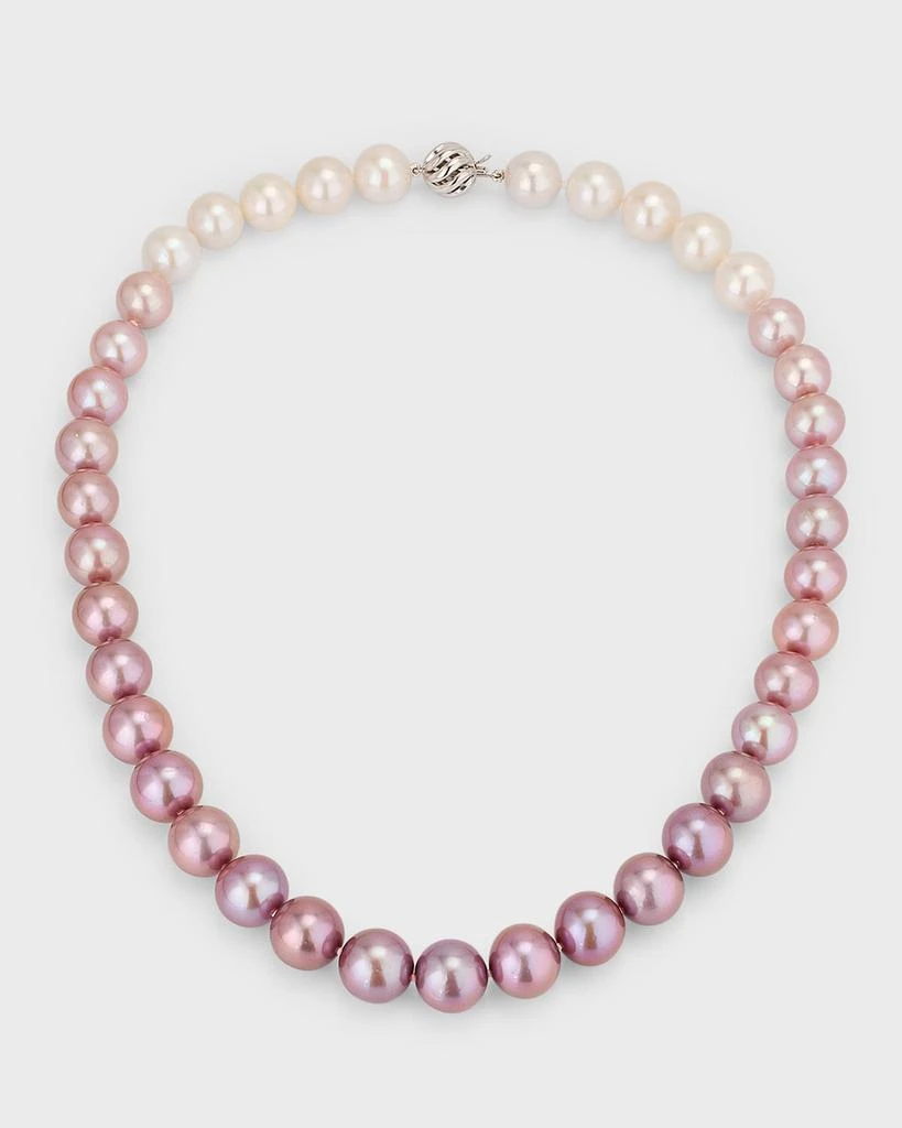 BELPEARL 18K White Gold Purple Ombre Pearl Necklace, 10-12mm 1